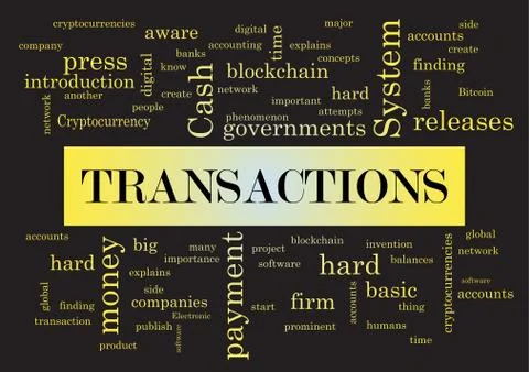Collage of words vector illustration Transactions Illustrazione stock