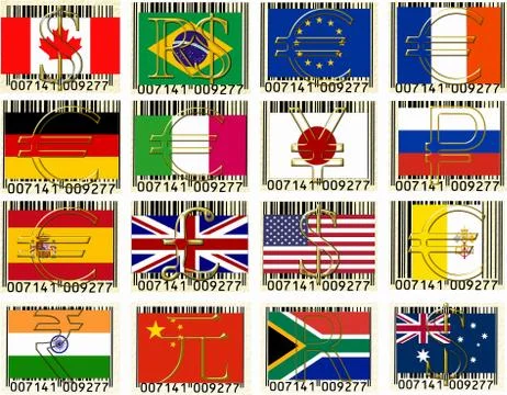 Collage world currency Stock Illustration