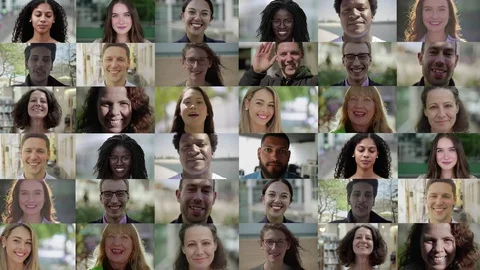 Collage of young and middle aged people Stock Footage 121807099