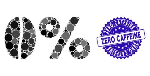 Collage Zero Caffeine Icon with Distress Zero Caffeine Seal Illustrazione stock