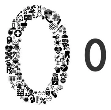 Collage Zero Digit from Medical Items Stock Illustration