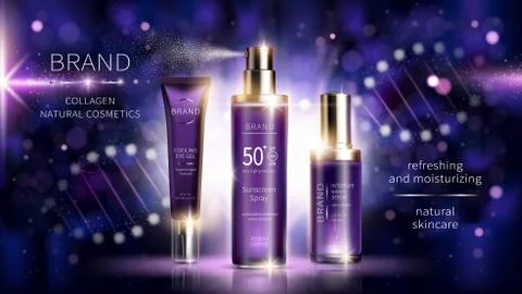 Collagen cosmetics vector realistic ads poster Stock Illustration