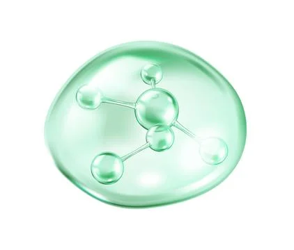 Collagen molecular structure in translucent green sphere Stock Illustration