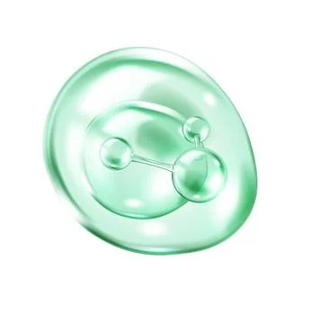 Collagen molecule structure inside transparent green bubble Stock Illustration