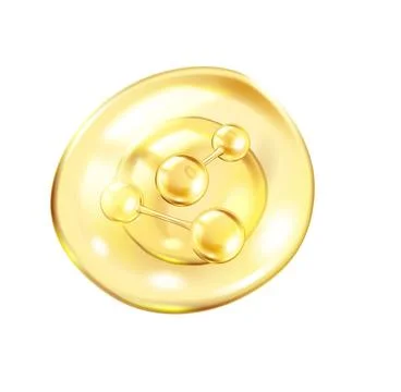 Collagen molecules float inside bubble of serum illustration Stock Illustration