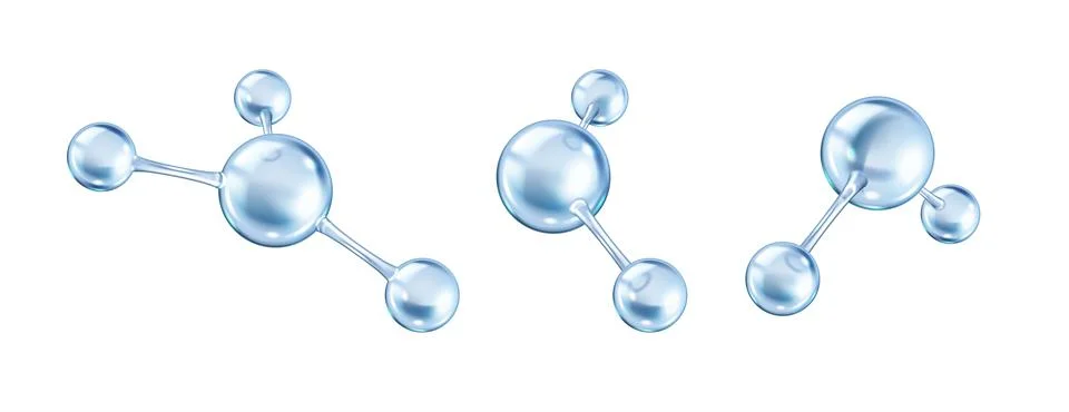Collagen molecules forming structural network icons set Stock Illustration