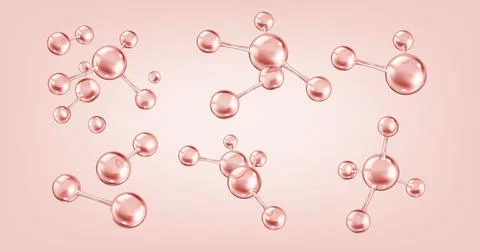 Collagen molecules with glossy effect realistic color icons Stock Illustration