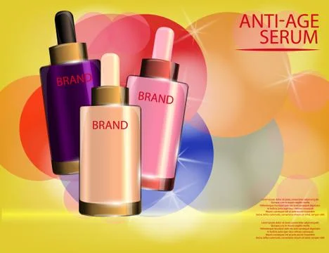 Collagen Premium Serum container template, glossy bottles on the Stock Illustration
