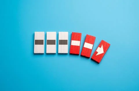 Collapse and failure. The arrow falls apart and the movement stops. Progres.. Stock Photos