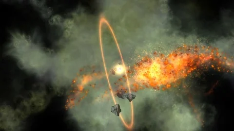 Collapse, cataclysm, explosion, in space Stock Footage 78258835