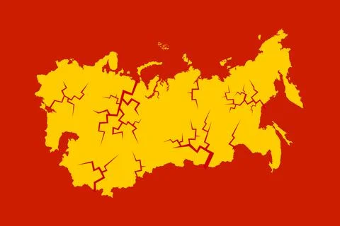 Collapse, dissolution and disintegration of Soviet union. Crack and break in Illustration