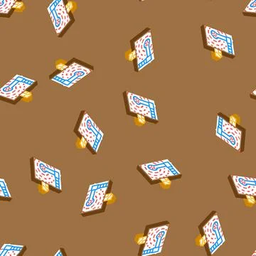 Collapse earthquake disaster isometric icon seamless pattern 스톡 일러스트