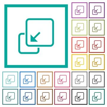 Collapse element flat color icons with quadrant frames Stock Illustration
