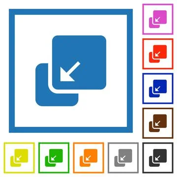 Collapse element flat framed icons Stock Illustration