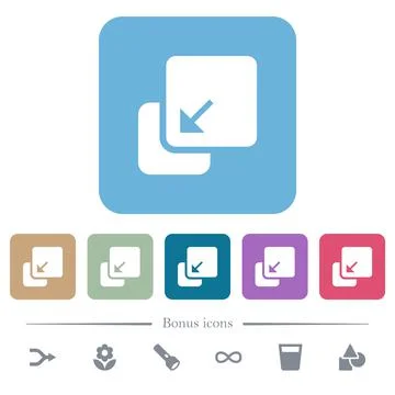 Collapse element flat icons on color rounded square backgrounds Stock Illustration