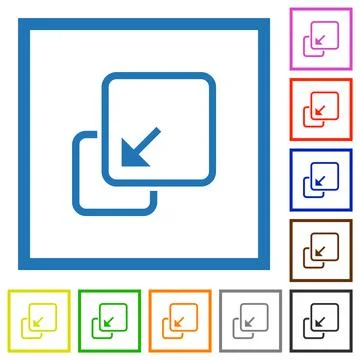 Collapse element outline flat framed icons Stock Illustration
