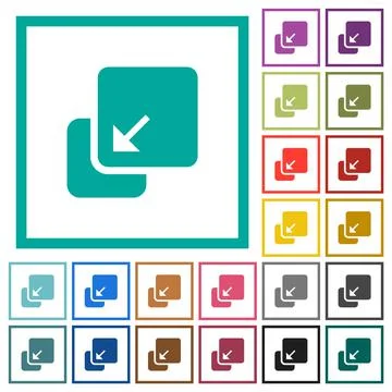 Collapse element solid flat color icons with quadrant frames Stock Illustration