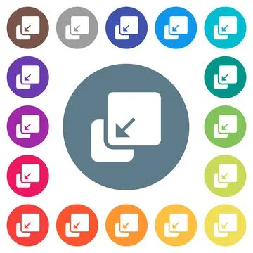 Collapse element solid flat white icons on round color backgrounds Stock Illustration