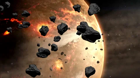 Collapse of the giant asteroid. Stock Footage 64013719