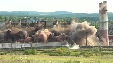 The collapse of an obsolete industrial c... | Stock Video | Pond5