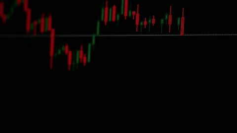 Collapse prices on stock chart on screen on black background. Stock Footage 132082908