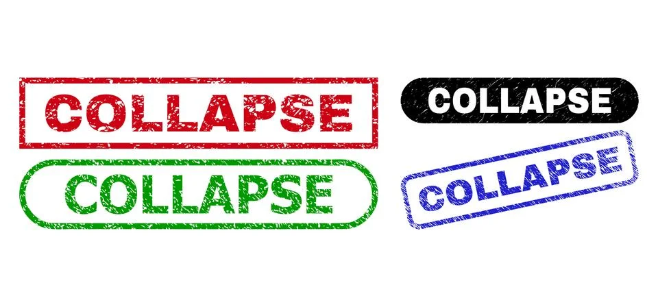 COLLAPSE Rectangle Stamp Seals Using Rubber Texture Illustrazione stock