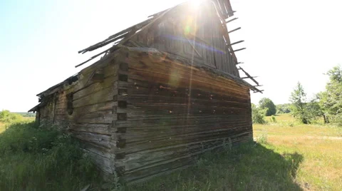 The collapse of the wooden hut Stock-Footage 51556496