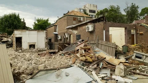 Collapsed beautiful former home 6K Stock Footage 325820330