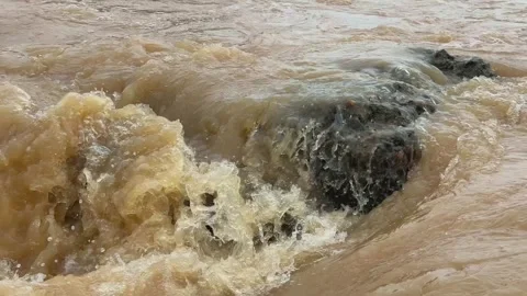 Collapsed Bridge Dam due to heavy rain Stock Footage 314270109