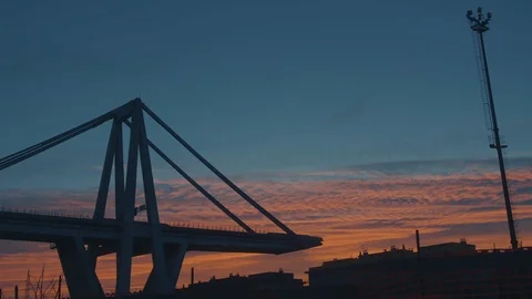 Collapsed bridge - Ponte Morandi in Genova - Italy Stock Footage 102880503