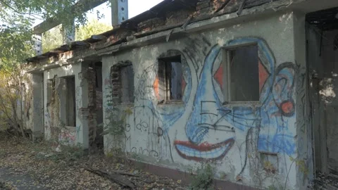 Collapsed building with discharged windows Stock Footage 163767951