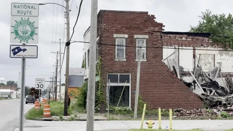 Collapsed Building on Great River Road. Stock Footage 343801179