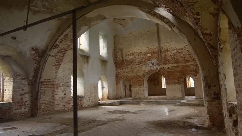 Collapsed Ceiling in the Old Church Stock Footage 110733140