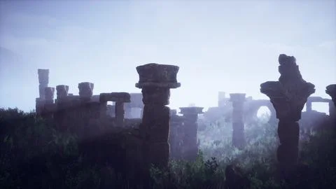 Collapsed citadel on elevated terrain Stock Illustration