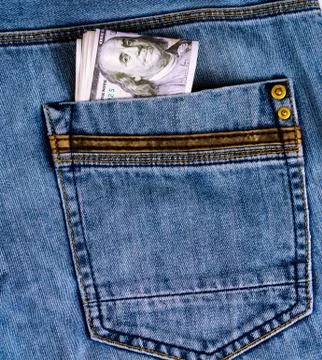 Collapsed dollars in your pocket Stock Photos