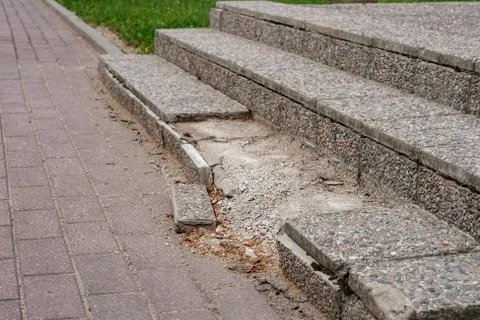 Collapsed granite step. Stock Photos