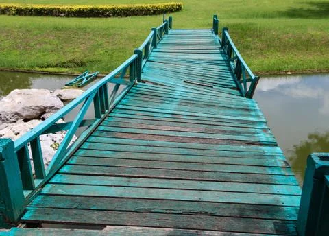 Collapsed Green Bridge Stock Photos
