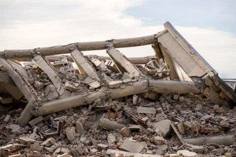 Collapsed industrial building Foto stock