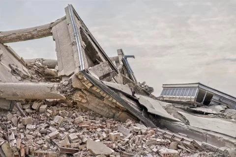 Collapsed industrial building Stock Photos