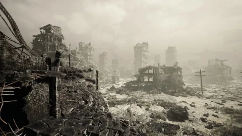 Collapsed infrastructure revealing rusted rebar and shattered girders Stock Footage 330170853