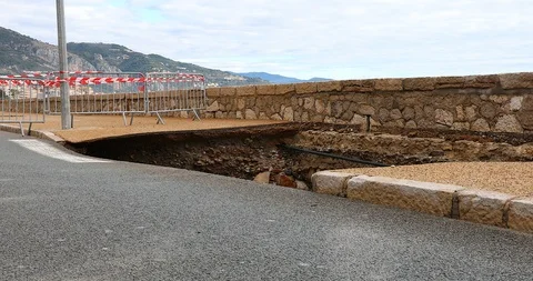 Collapsed Sidewalk In Menton Stock-Footage 120349320