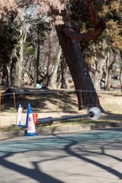 Collapsed street light Stock Photos