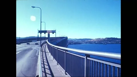 Collapsed Tasman Bridge Span Over River Derwent, Hobart, 1975 Vídeos de archivo 339066739