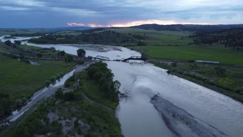 Collapsed train bridge in river Stock Footage 312032046