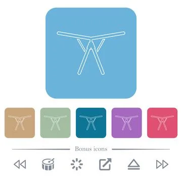 Collapsible clothes dryer rack flat icons on color rounded square backgrounds Illustrazione stock