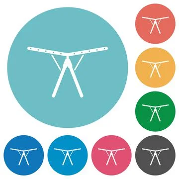 Collapsible clothes dryer rack flat round icons Illustrazione stock