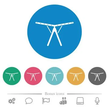 Collapsible clothes dryer rack flat round icons Illustrazione stock
