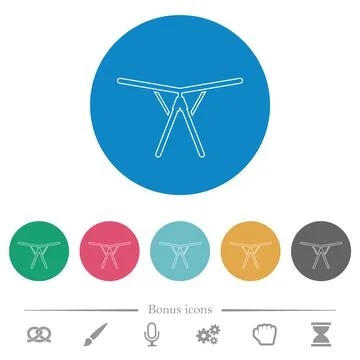 Collapsible clothes dryer rack flat round icons Illustrazione stock