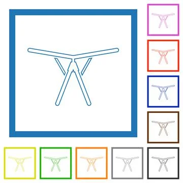 Collapsible clothes dryer rack flat framed icons Stock Illustration