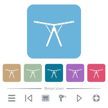 Collapsible clothes dryer rack flat icons on color rounded square backgrounds Stock Illustration